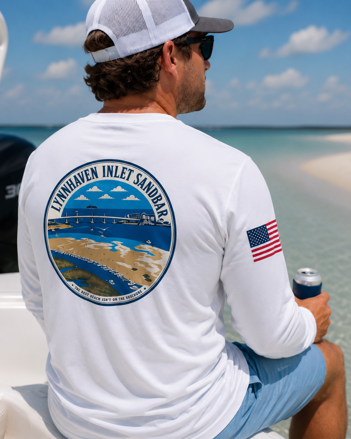 Lynnhaven Inlet Sandbar Long Sleeve Sun Shirt White